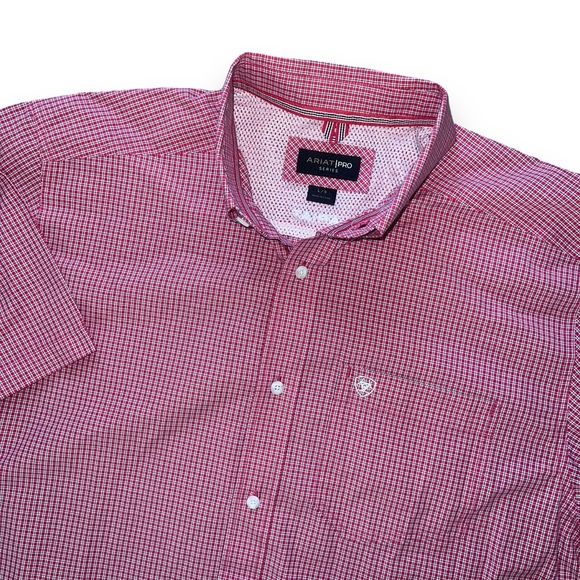 Ariat Pro Series Short Sleeve Button Down Shirt Men’s Large Red Plaid - Picture 1 of 8